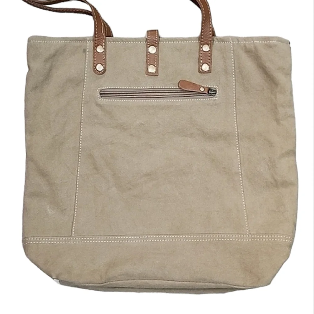 Myra Bag leather cotton geometric bag - Picture 4 of 9